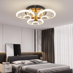 Lustra Led Cu Telecomanda, Elit's, Opal A, 84 w Intensitate Reglabila, RGB, Gold