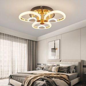 Lustra Led Cu Telecomanda, Elit's, Opal A, 84 w Intensitate Reglabila, RGB, Gold