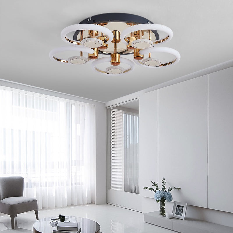 Lustra Led Cu Telecomanda, Elit's, Opal C, 150 w Intensitate Reglabila, Gold