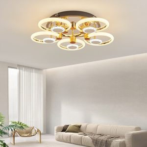 Lustra Led Cu Telecomanda, Elit's, Opal C, 150 w Intensitate Reglabila, Gold