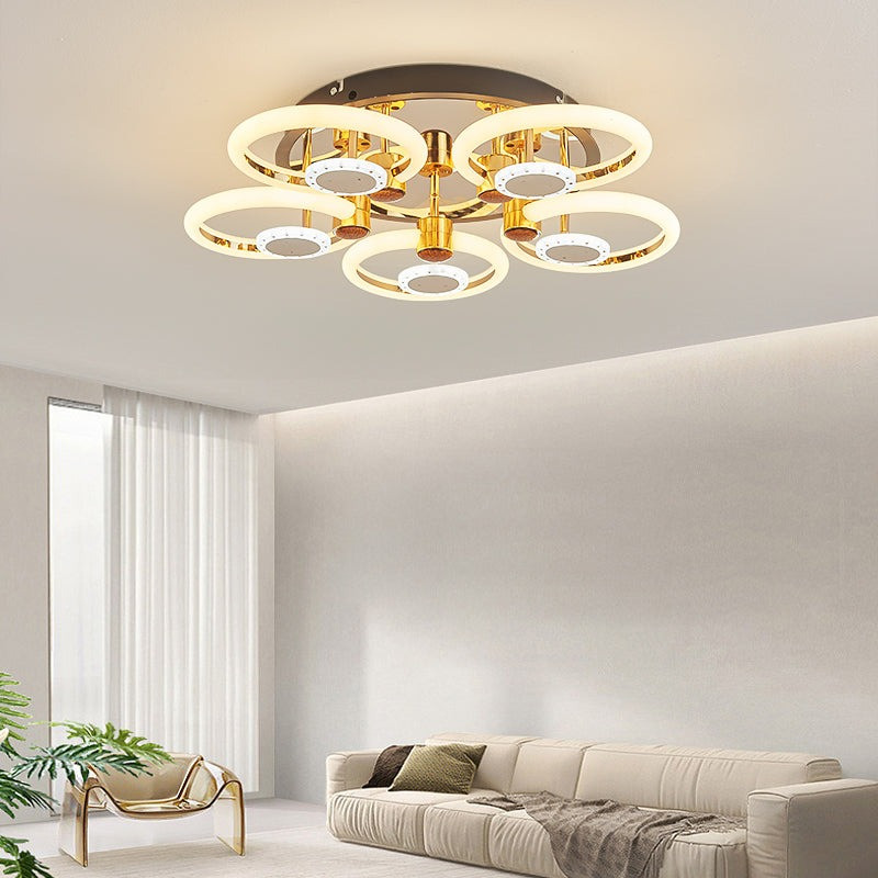 Lustra Led Cu Telecomanda, Elit's, Opal C, 150 w Intensitate Reglabila, Gold