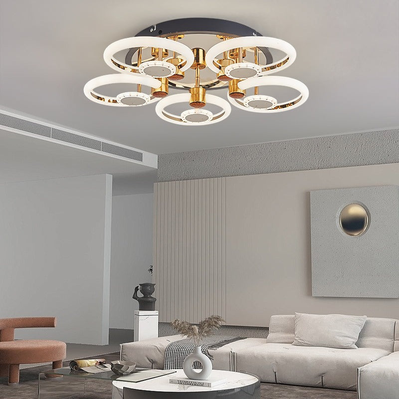 Lustra Led Cu Telecomanda, Elit's, Opal C, 150 w Intensitate Reglabila, Gold