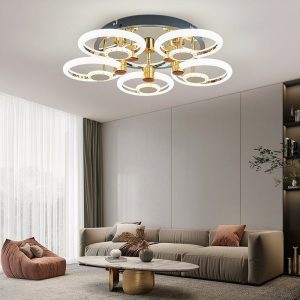 Lustra Led Cu Telecomanda, Elit's, Opal C, 150 w Intensitate Reglabila, Gold