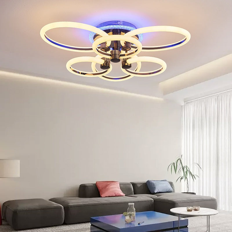 Lustra Led Cu Telecomanda, Elit's, Opal H, 162 w Intensitate Reglabila, RGB, NEGRU