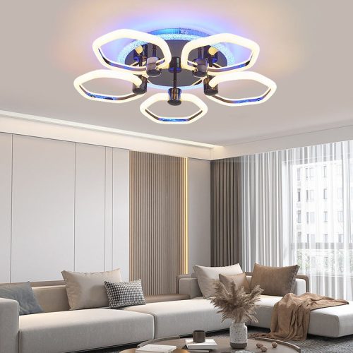 Lustra Led Cu Telecomanda, Elit's, Opal K, 136 w Intensitate Reglabila, RGB, NEGRU
