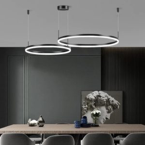 Lustra LED Elit's Esn F203001/2, Cu Telecomanda, 3 Tipuri De Lumina, 120W, Negru