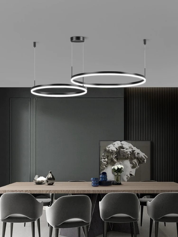 Lustra LED Elit's Esn F203001/2, Cu Telecomanda, 3 Tipuri De Lumina, 120W, Negru