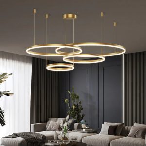 Lustra LED , Elit's Esn F203006/4, Cu Telecomanda, 3 Tipuri De Lumina, 240W, Auriu