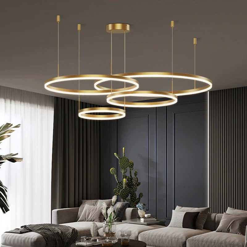 Lustra LED , Elit's Esn F203006/4, Cu Telecomanda, 3 Tipuri De Lumina, 240W, Auriu