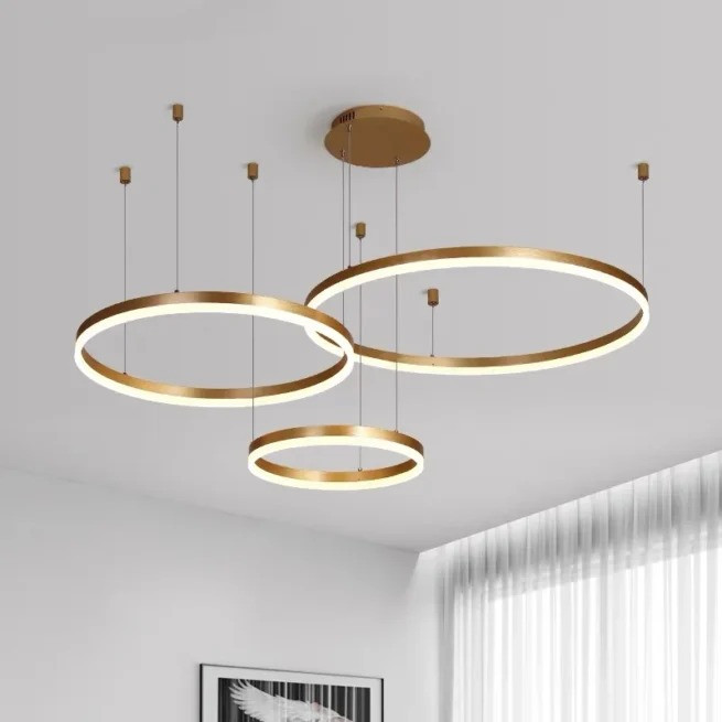 Lustra LED Elit's EsnF203003/3, Cu Telecomanda, 3 Tipuri De lumina, 160W, Auriu