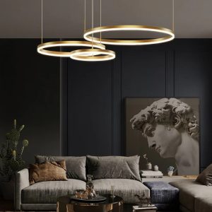 Lustra LED Elit's EsnF203003/3, Cu Telecomanda, 3 Tipuri De lumina, 160W, Auriu