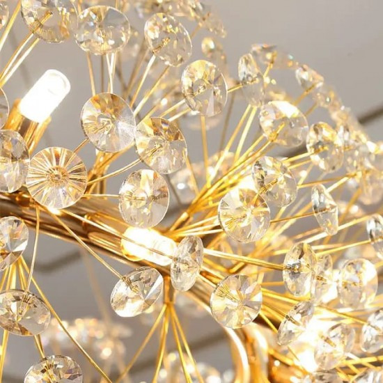 Lustra LED Pendul Elit's Tessa 40 cm, Cristal, Gold