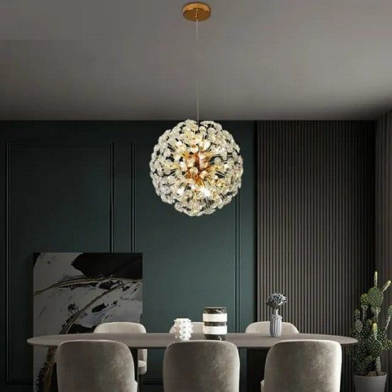 Lustra LED Pendul Elit's Tessa 40 cm, Cristal, Gold