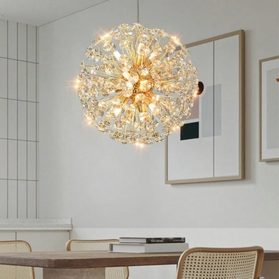 Lustra LED Pendul Elit's Tessa 40 cm, Cristal, Gold