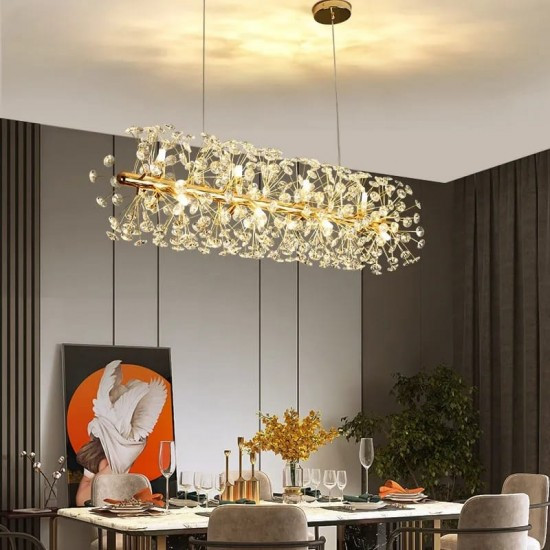 Lustra LED Pendul Elit's Tessa 92x30 cm, Cristal, Gold