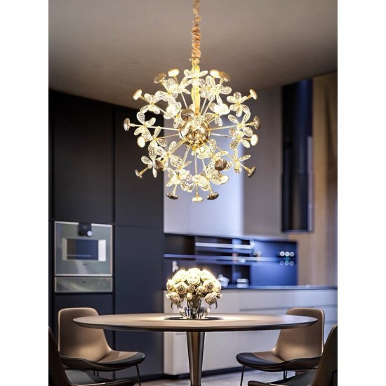 Lustra LED Pendul Elit's  Tessa, 50 cm, Cristal, Gold, 95 w