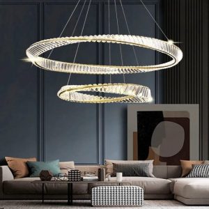 Lustra led suspendata cristal, telecomanda, Elit's Moya 60 Gold, 128w