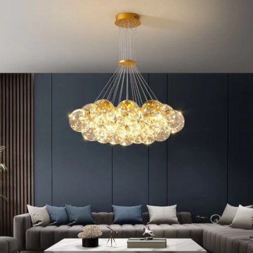 Lustra led suspendata Elit's, Zuya 19 globuri Gold, 152w