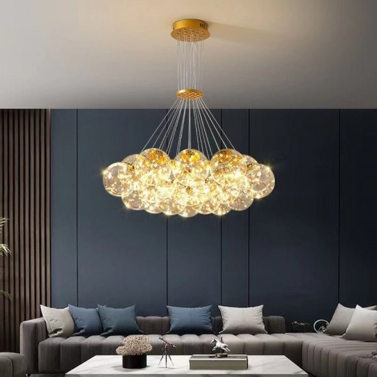 Lustra led suspendata Elit's, Zuya 19 globuri Gold, 152w
