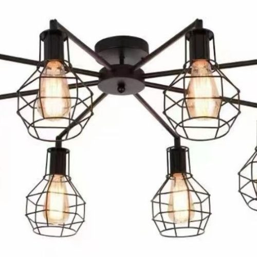 Lustra rustica ESN8779-8F, 8 socluri