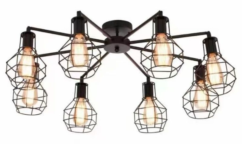 Lustra rustica ESN8779-8F, 8 socluri