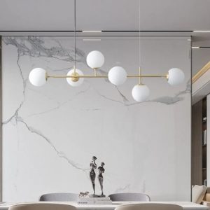 Lustra suspendata Gold, Elit's 6 globuri Albe