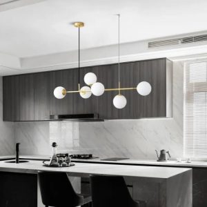Lustra suspendata Gold, Elit's 6 globuri Albe
