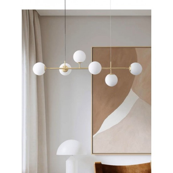 Lustra suspendata Gold Lux, Elit's 6 globuri Albe
