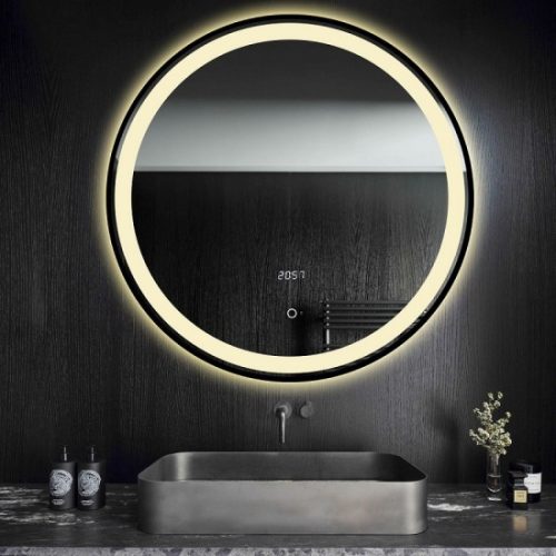 Oglindă Baie LED Elit's Premium cu Senzor de Miscare, Lumina Rece, Caldă și Neutră, 70cm, rama Neagra