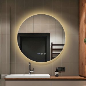 Oglindă Baie LED și Dezaburire Premium cu Senzor Touch, Lumina Rece, Caldă și Neutră,Elit's  60 cm, lumina ambientala spate