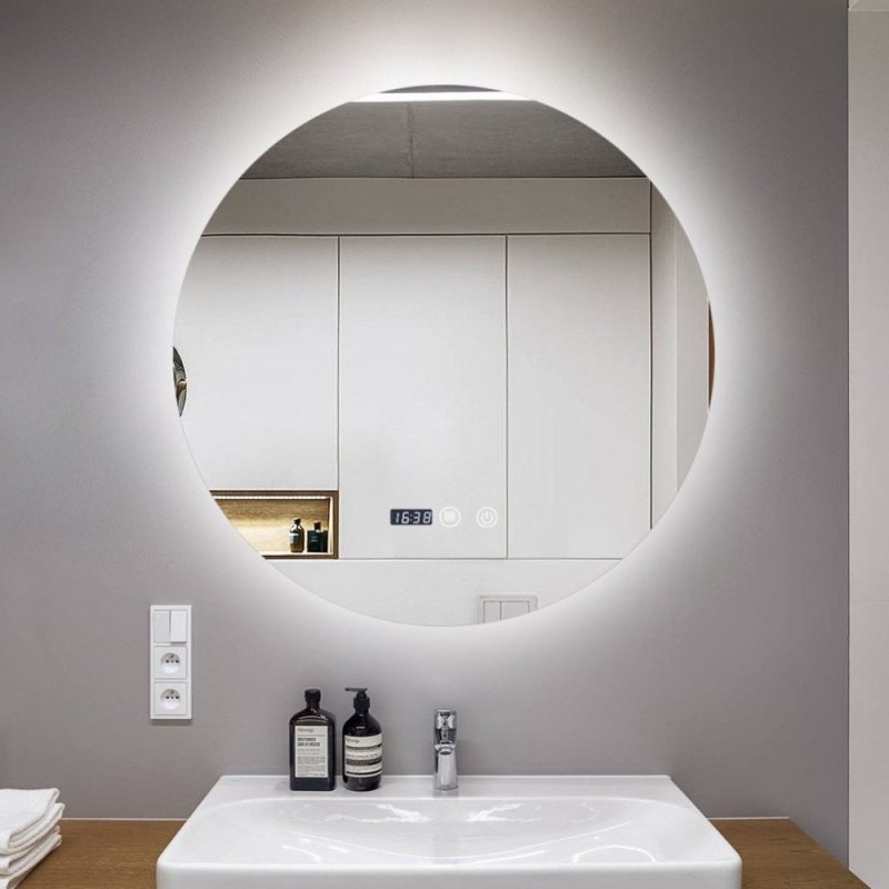 Oglindă Baie LED și Dezaburire Premium cu Senzor Touch, Lumina Rece, Caldă și Neutră,Elit's  60 cm, lumina ambientala spate