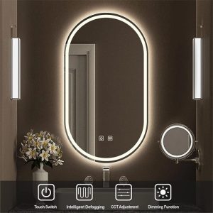 Oglindă Baie LED și Dezaburire Elit’s Premium cu Senzor Touch - Lumina Rece, Caldă și Neutră - 50x80cm