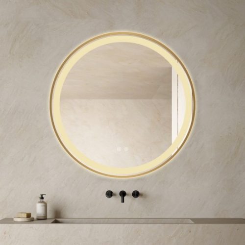 Oglindă Baie LED și Dezaburire Elit’s Premium cu Senzor Touch, Lumina Rece, Caldă și Neutră, 70cm, Rama Rose Gold