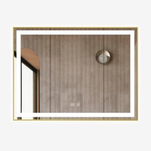 Oglindă Baie LED și Dezaburire Elit’s Premium cu Senzor Touch - Lumina Rece, Caldă și Neutră - 80x60cm - Rama Bronz Antichizat