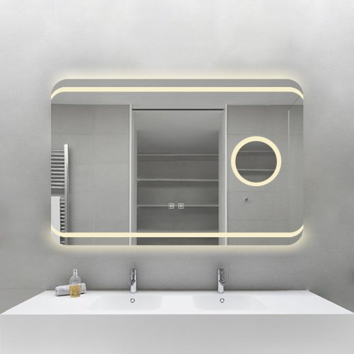Oglindă Baie LED și Dezaburire Elit’s Premium cu Senzor Touch, Lumina Rece, Caldă și Neutră, 90x60cm, Lupa Cosmetica esn141