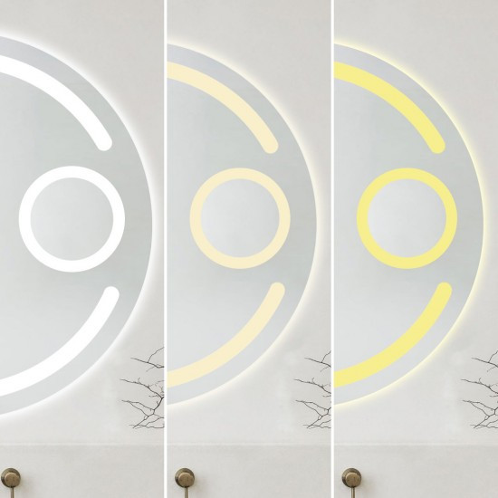 Oglindă Baie LED și Dezaburire Elit's Premium cu Senzor Touch, Lumina Rece, Caldă și Neutră, 70cm, Lupa Cosmetica