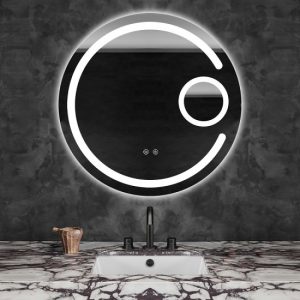 Oglindă Baie LED și Dezaburire Elit's Premium cu Senzor Touch, Lumina Rece, Caldă și Neutră, 70cm, Lupa Cosmetica