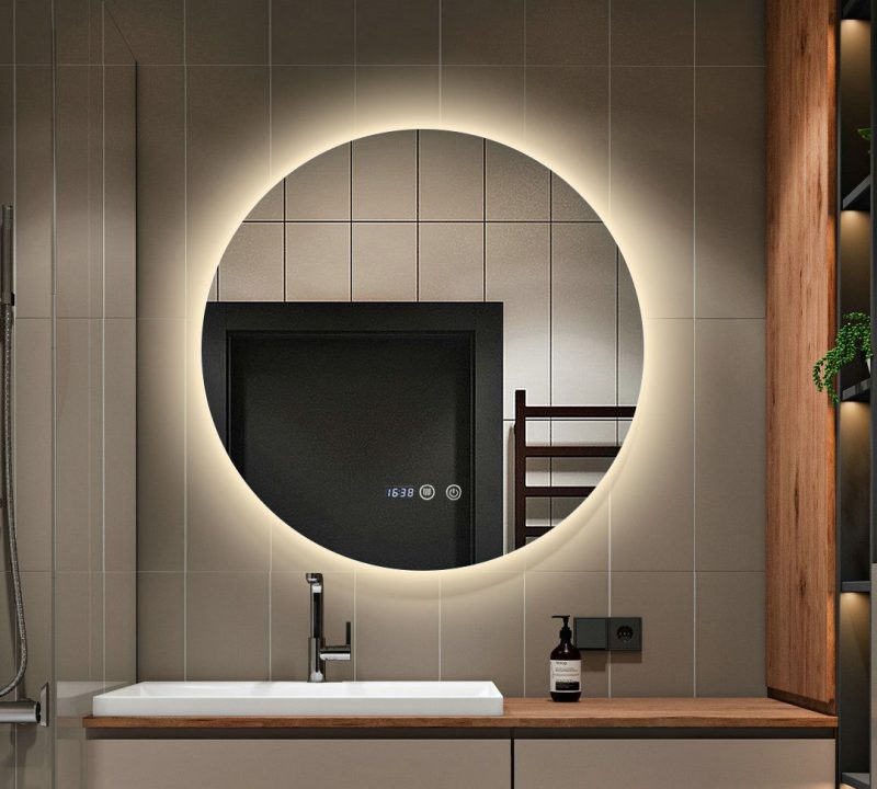 Oglindă Baie LED și Dezaburire Elit's Premium cu Senzor Touch, Lumina Rece, Caldă și Neutră, 70 cm, lumina ambientala spate