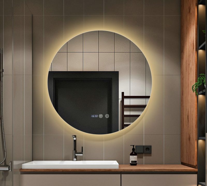 Oglindă Baie LED și Dezaburire Elit's Premium cu Senzor Touch, Lumina Rece, Caldă și Neutră, 70 cm, lumina ambientala spate