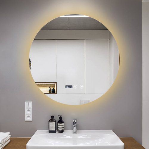 Oglindă Baie LED și Dezaburire Elit's Premium cu Senzor Touch, Lumina Rece, Caldă și Neutră, 80 cm, lumina ambientala spate