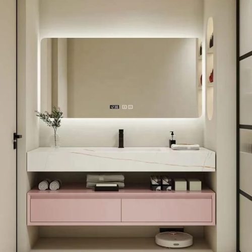 Oglindă Baie LED și Dezaburire Elit's Premium cu Senzor Touch, Lumina Rece, Caldă și Neutră, 80x60cm, lumina ambientala spate