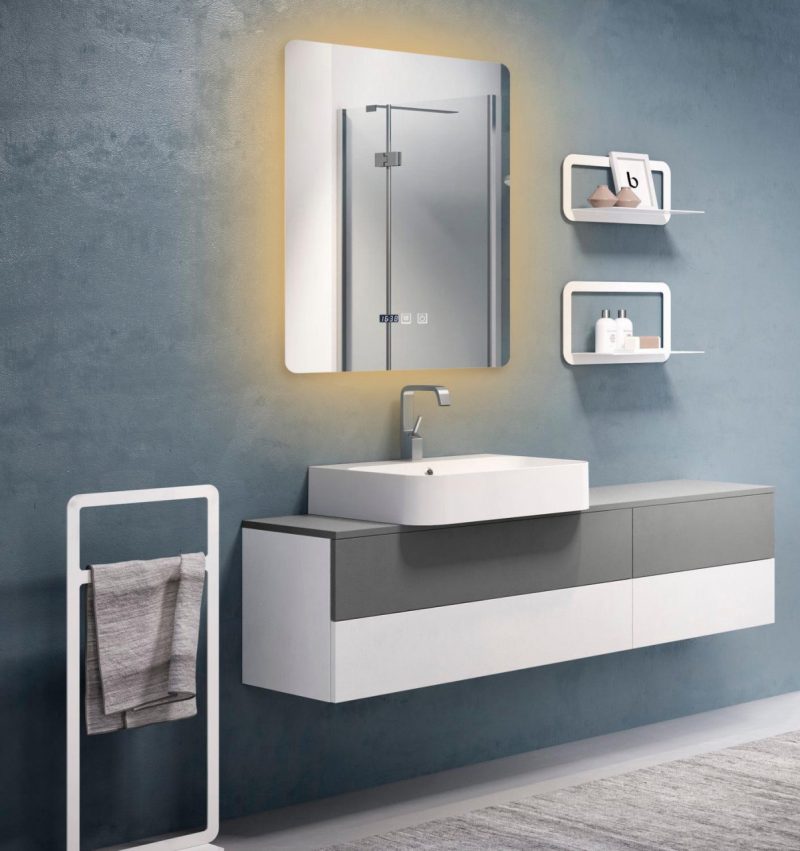 Oglindă Baie LED și Dezaburire Elit's Premium cu Senzor Touch, Lumina Rece, Caldă și Neutră, 60x80cm, lumina ambientala spate