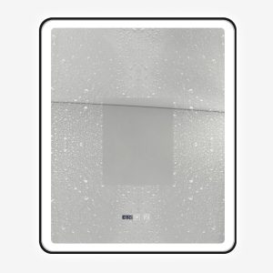 Oglindă Baie LED și Dezaburire Elit's Premium cu Senzor Touch, Lumina Rece, Caldă și Neutră, 75x90cm, cu rama Negru Antichizat, Ceas