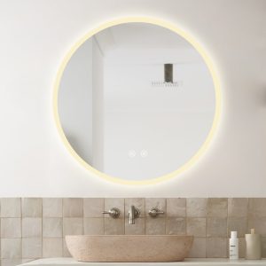 Oglindă Baie LED și Dezaburire cu Senzor Touch, Lumina Rece, Caldă și Neutră, 50 cm