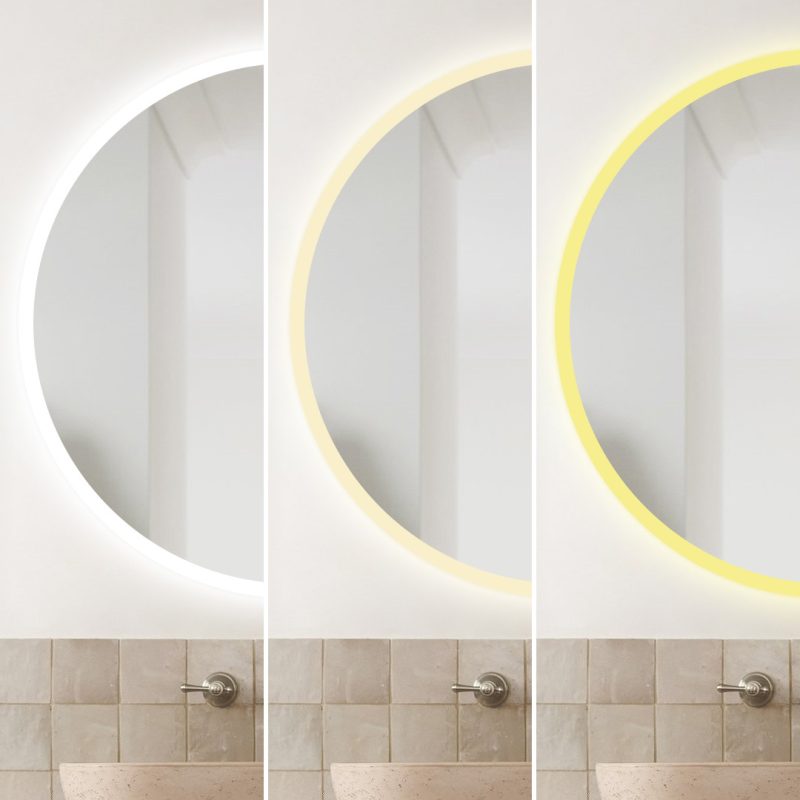 Oglindă Baie LED și Dezaburire cu Senzor Touch, Lumina Rece, Caldă și Neutră, 50 cm