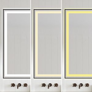 Oglindă Baie LED și Dezaburire Elit's Premium cu Senzor Touch, Lumina Rece, Caldă și Neutră, 120x80 cm, cu rama Negru Antichizat, Ceas
