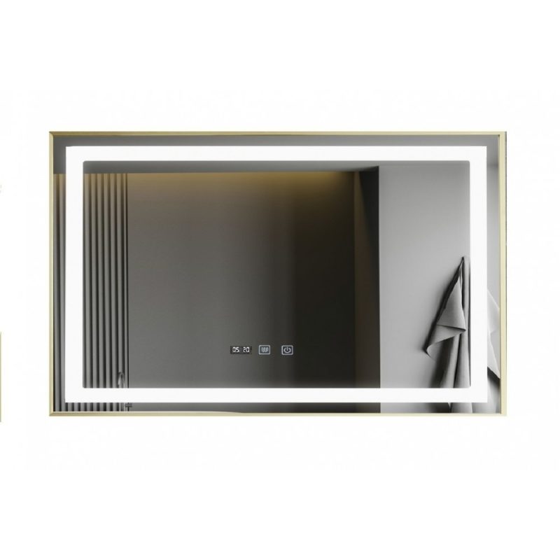 Oglinda LED și Ceas Elit's EsnJ21 cu Rama Bronz Antichizat