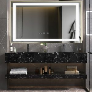 Oglinda LED și Ceas Elit's EsnJ21 cu Rama Bronz Antichizat