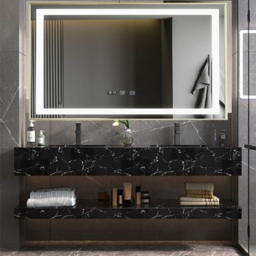 Oglinda LED și Ceas Elit's EsnJ21 cu Rama Bronz Antichizat