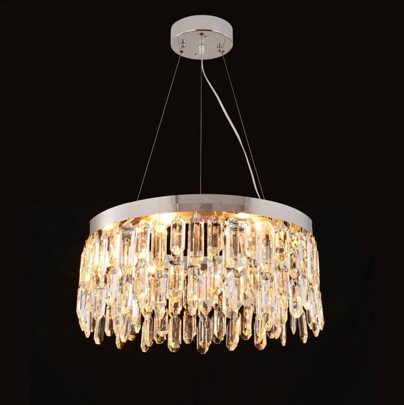 Candelabru cristal Led cu Telecomanda, Elit's, Ayala II, 74W Argintiu
